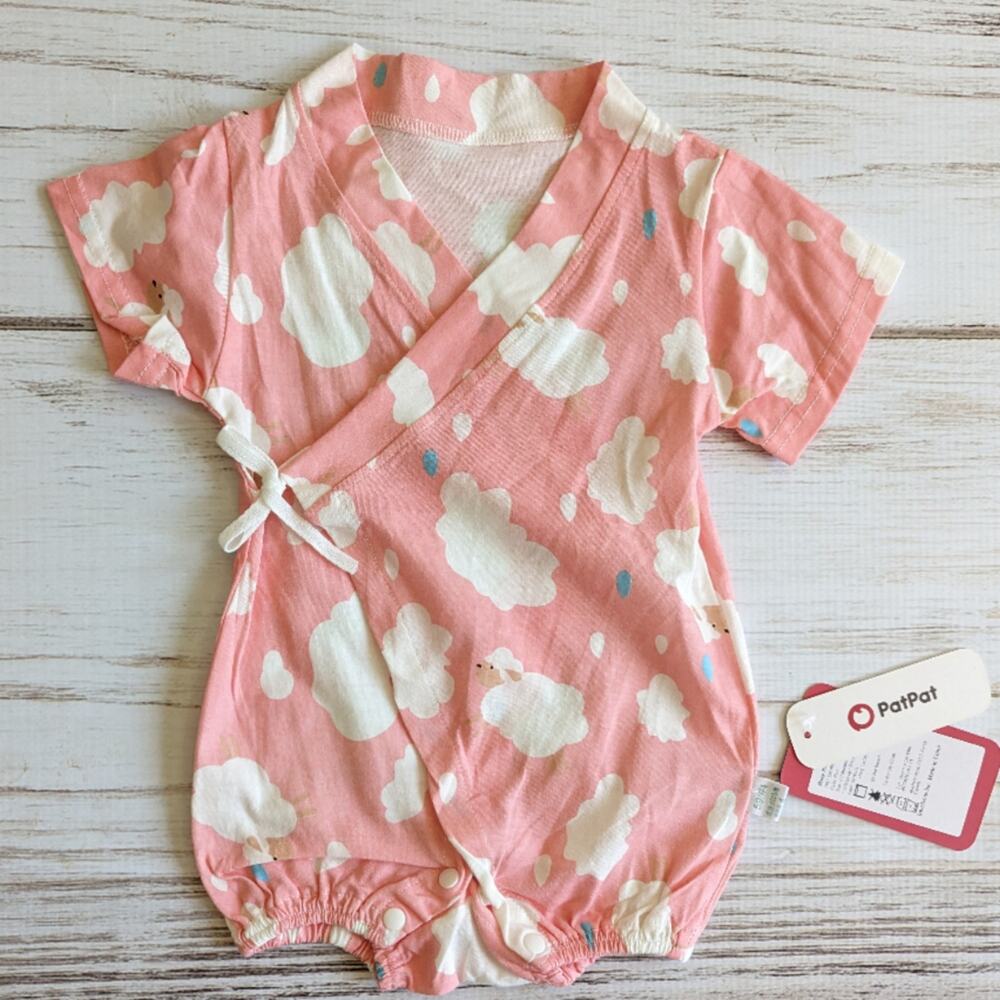 Patpat Sheep Print Kimono Cotton Wrap sz 0-3M
